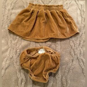 Gymboree 6 - 12 Months mustard yellow golden velvety skirt & matching Bloomers